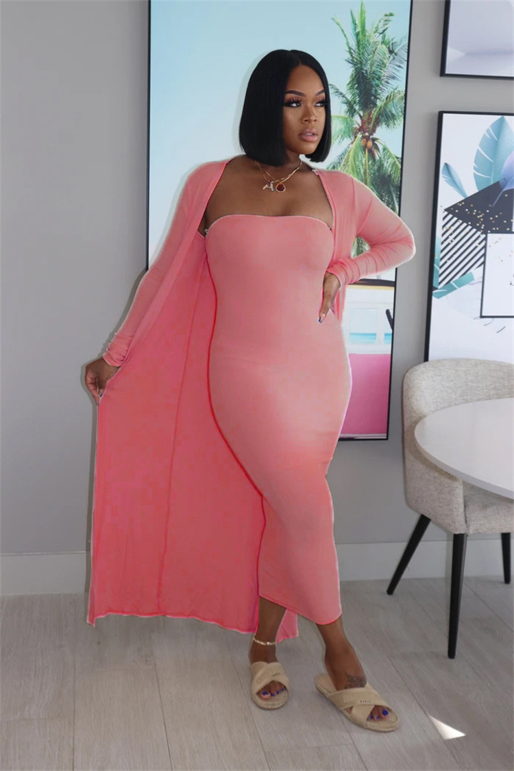 D12328 solid color fall 2021 women clothes 2 piece coat set two piece dress set tee dress