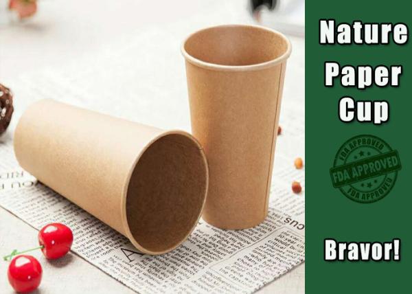 Takeaway 12 Oz Kraft Paper Cups With Lids Food Grade Eco - Friendly