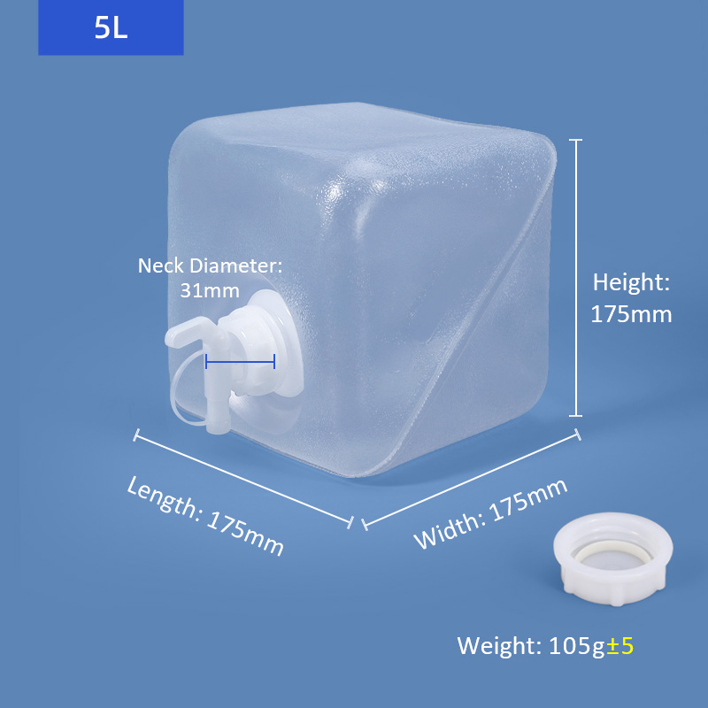 Custom Size Accepted 20L Outdoor Collapsible Jerry Can Water Container With Plastic Tap