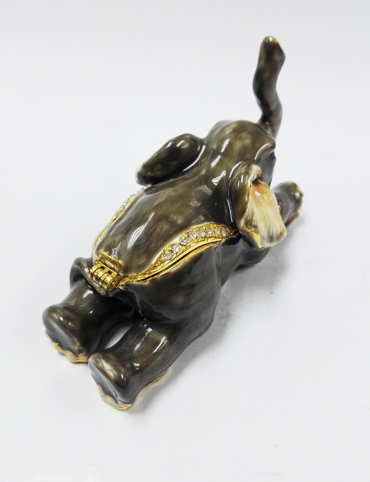Custom metal elephant shaped vintage jewelry box for promotional gift
