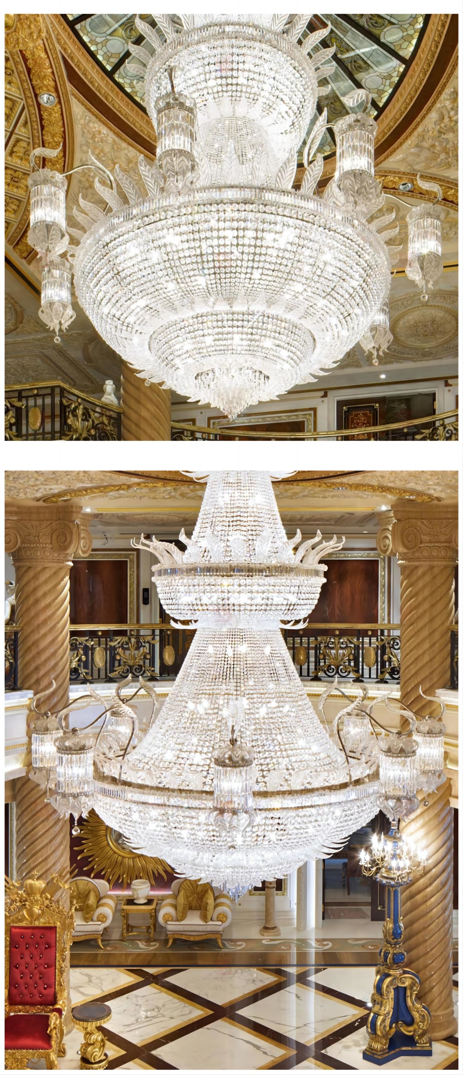 Non Standard Engineering Center Hall Large Chandeliers For Duplex Villa