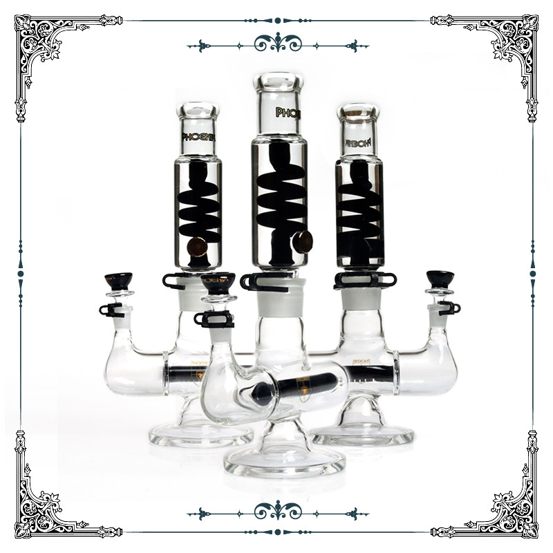 Glycerin Freezable Coil Tube Borosilicate Glass Smoking Waterpipe Hand Blown Bongs Beaker Thickness 7mm