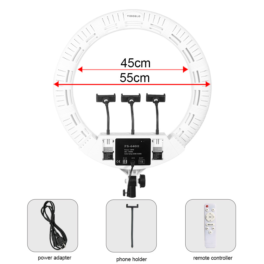 High power 100w remote control 3200k-5500k battery support leds 22 Inch Ring Light