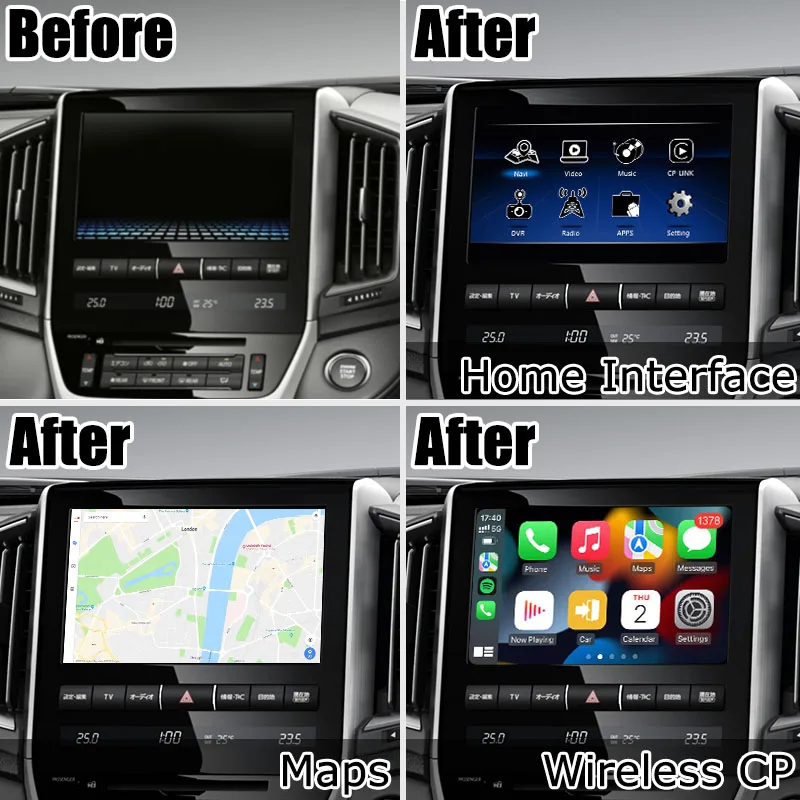 Toyota Land Cruiser LC200 Android video interface 8+128GB powered by Qualcomm with carplay android auto