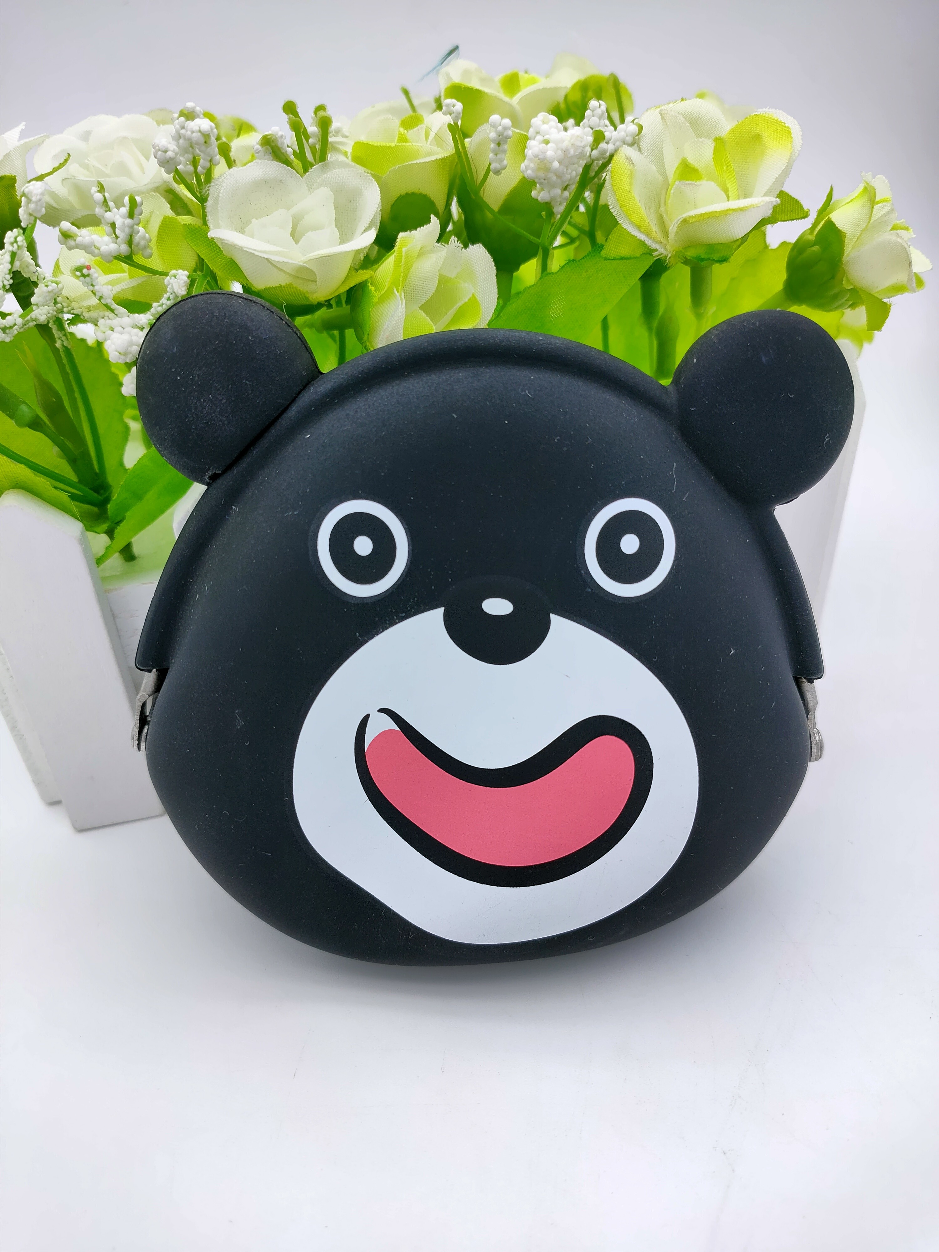 Black Bear Soft Silicone Toys Animal Coin Purse Blingbling Multiusage