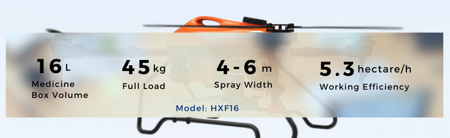 Agriculture 4L Tank Gasoline Hybrid Drones Multi Rotor 16 Liter Pesticide Box HXF16