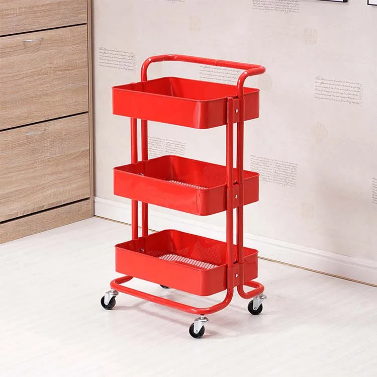 Snacks Carts Supermarket Accessories 3 Tier Rolling Utility Cart Coffee Bar Trolley