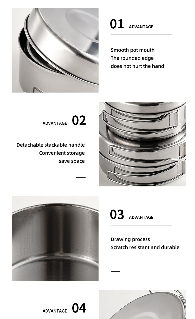 Stainless Steel Material Outdoor Cookware Set For Camping