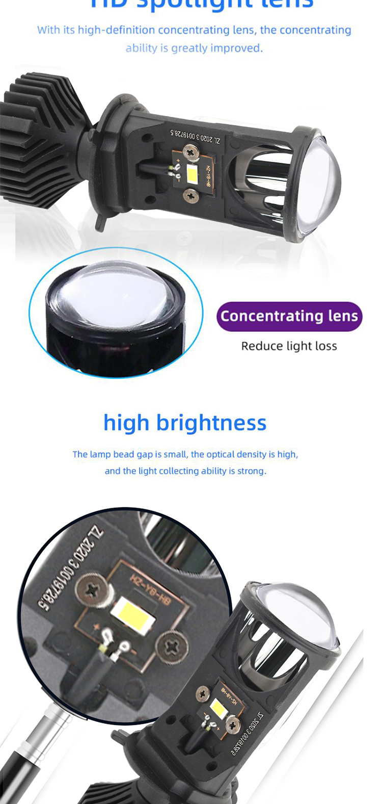 Y6 Mini H4 Bi LED Car Headlight Bulb Auto Lighting System Projector Lens