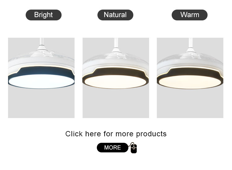 Retractable Ceiling Fan for Bedroom No Noise Warm Light 1stshine LED Folding Metal Body