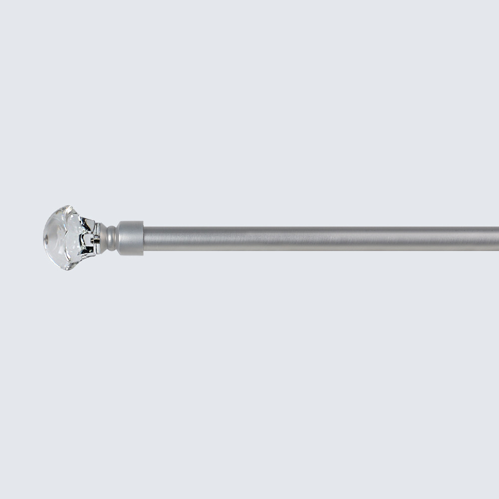 28mm Crystal Finial Extendable Metal Curtain Rod Set Adjustable Length