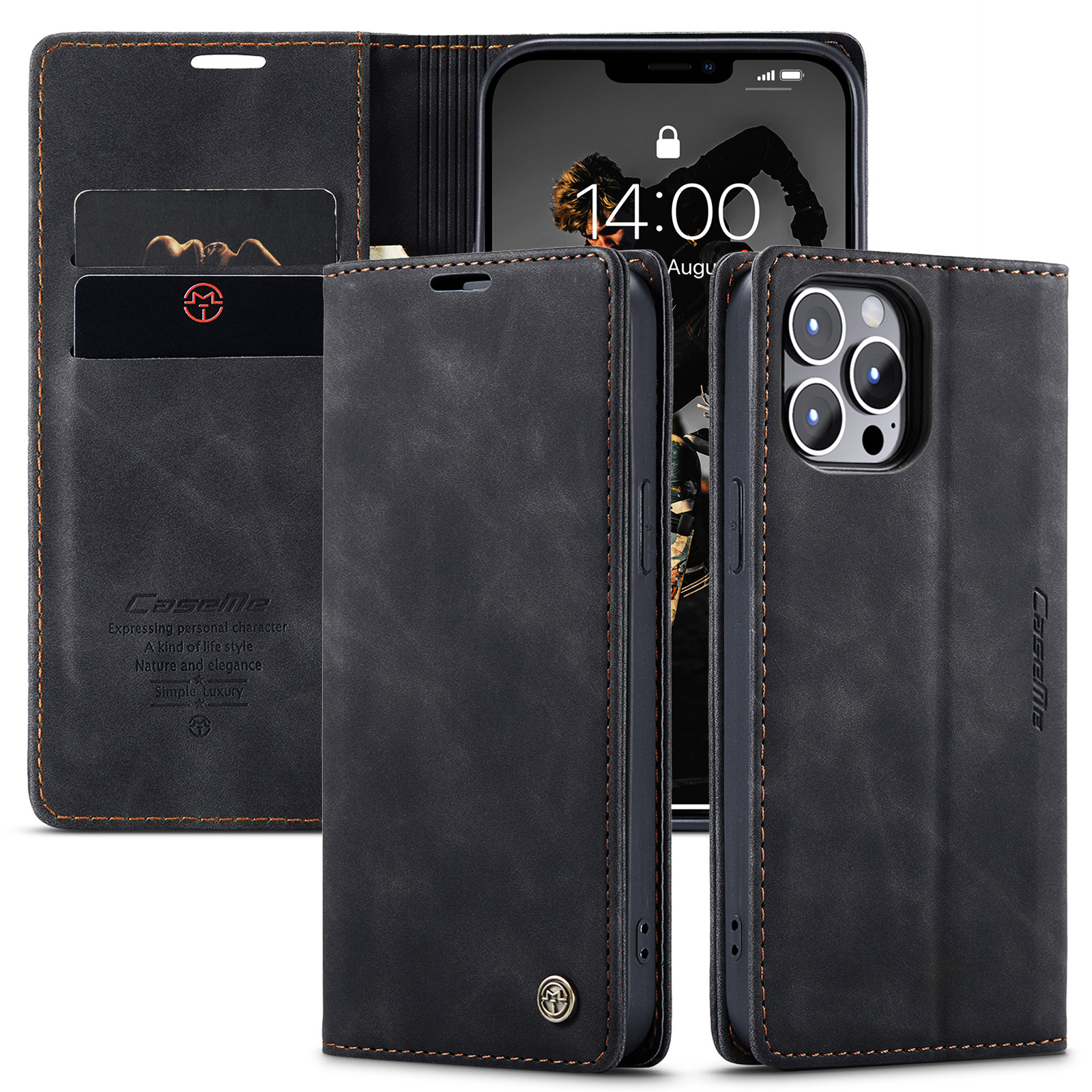 CaseMe 15 Ultra Luxury Wallet Case Card Magnetic Holder TPU Leather Back Cover For Iphone 15 Pro Phone Case