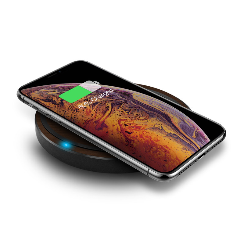 15W Wooden Wireless Charging Pad Compatible With All Qi Enabled Devices