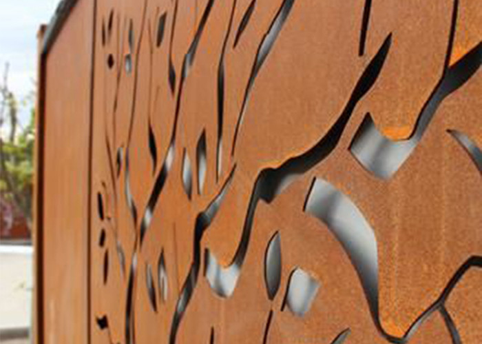 Oak Tree Design Decorative Metal Panels Carved Corten Steel Garden Screen