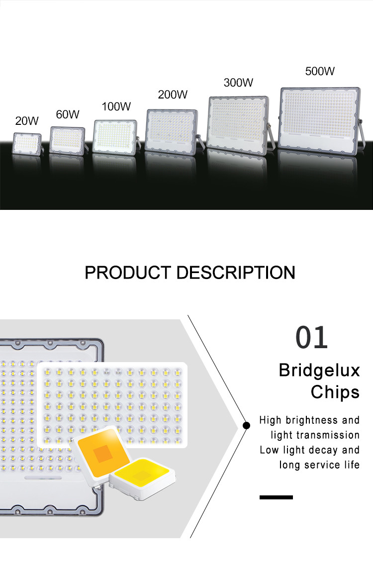 KCD Heavy Duty Outdoor 300w 200w 100w 50w Led Solar Flood Light