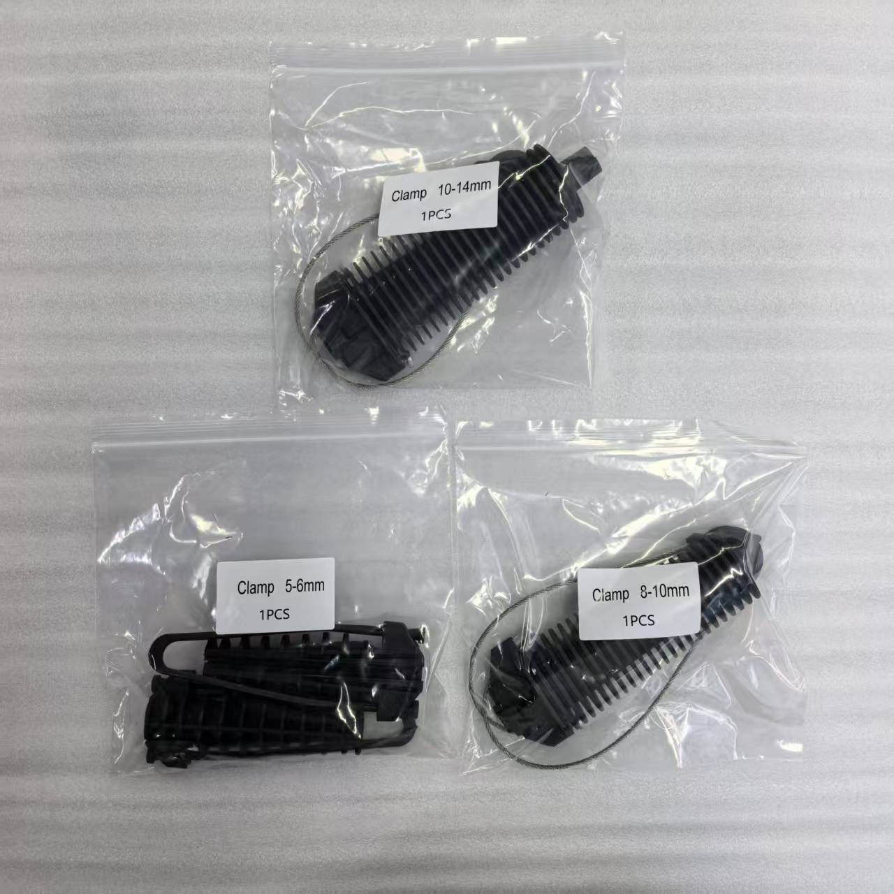 FONGKO FTTH Plastic Anchor Tension Clamp for Round Drop Cable 5-6mm 8-10mm 10-14mm Aerial Fiber Optic Cable Dead End Clamp