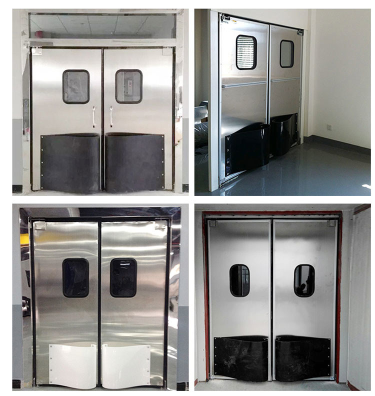 Food Grade 304 Stainles Steel Sheet Restaurant Hotel Laboratory Door Traffic Doors With Rubber Plate