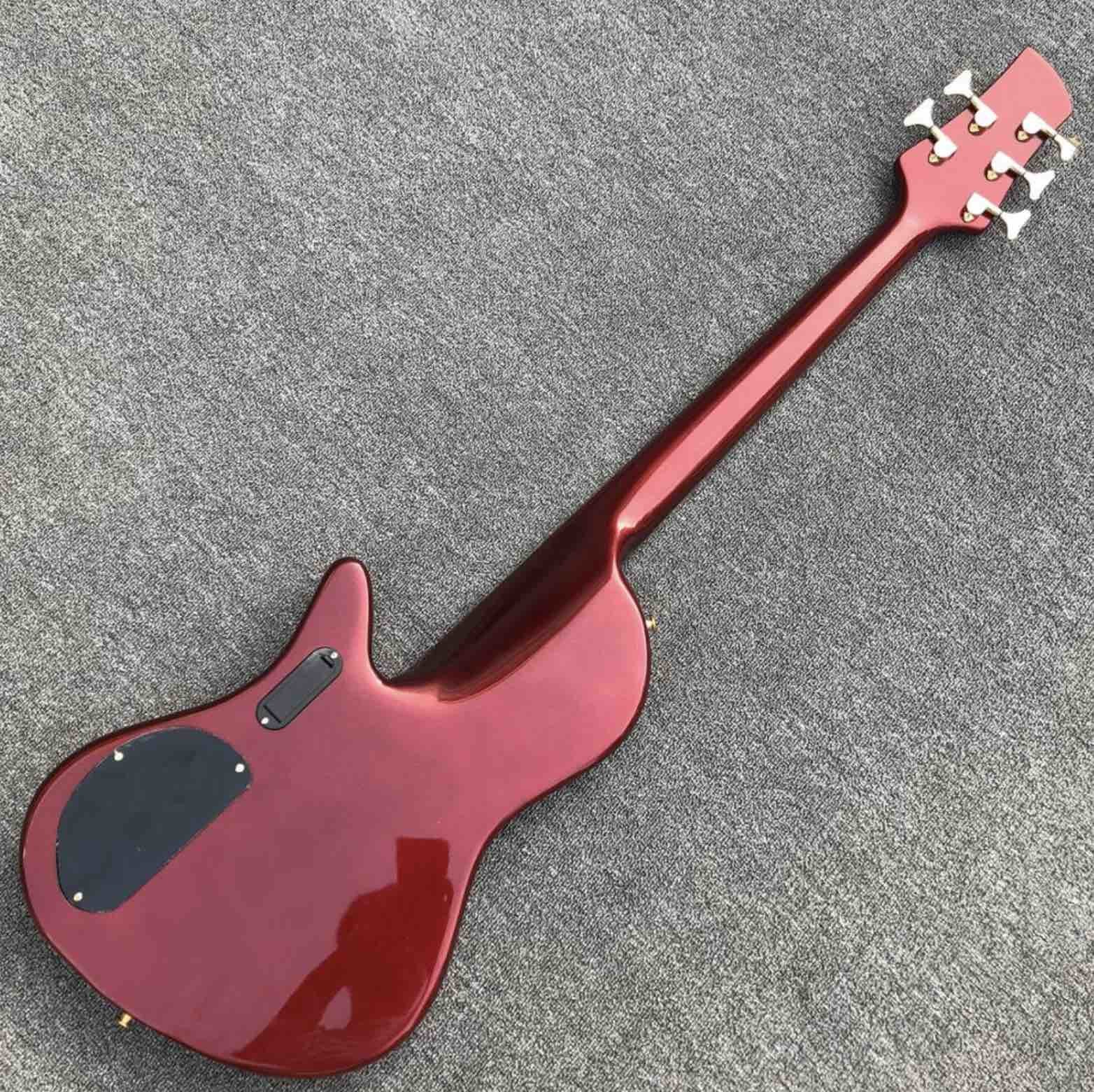 Metallic red Butterfly 5 strings Ash wood Bass Guitar,Factory custom Neck through body 9V active pickups Electric Bass