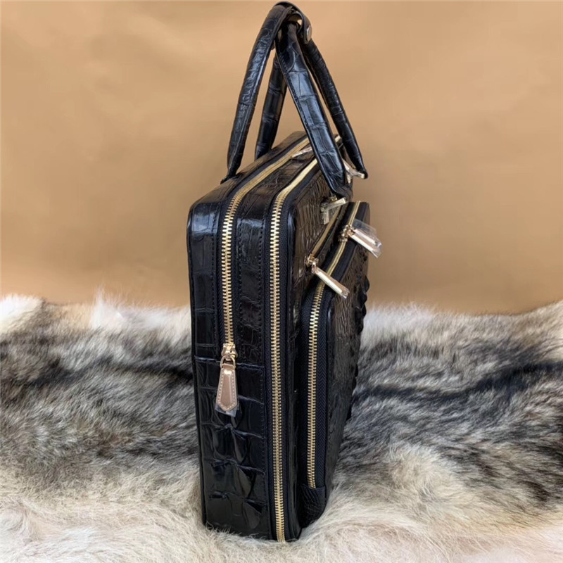 Alligator Leather Zipper Closure Businessmen Portfolio Bag Large Laptop Handbag Authentic Crocodile Skin Male Briefcase