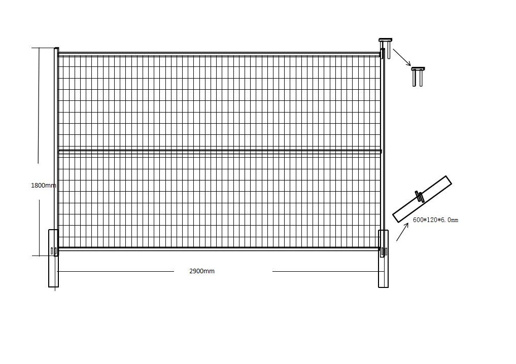 PVC Coated 6x9.5ft Temporary Site Fencing With 50x100mm Mesh