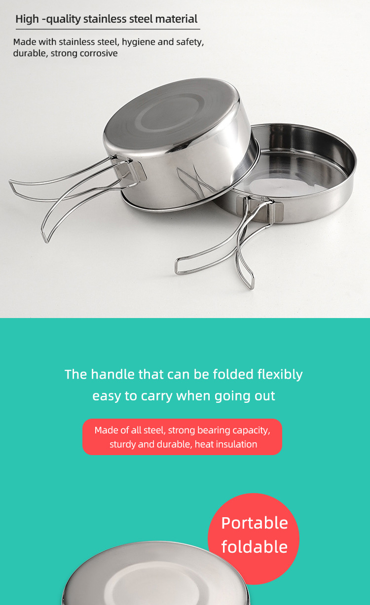 Stainless Steel Material Outdoor Cookware Set For Camping