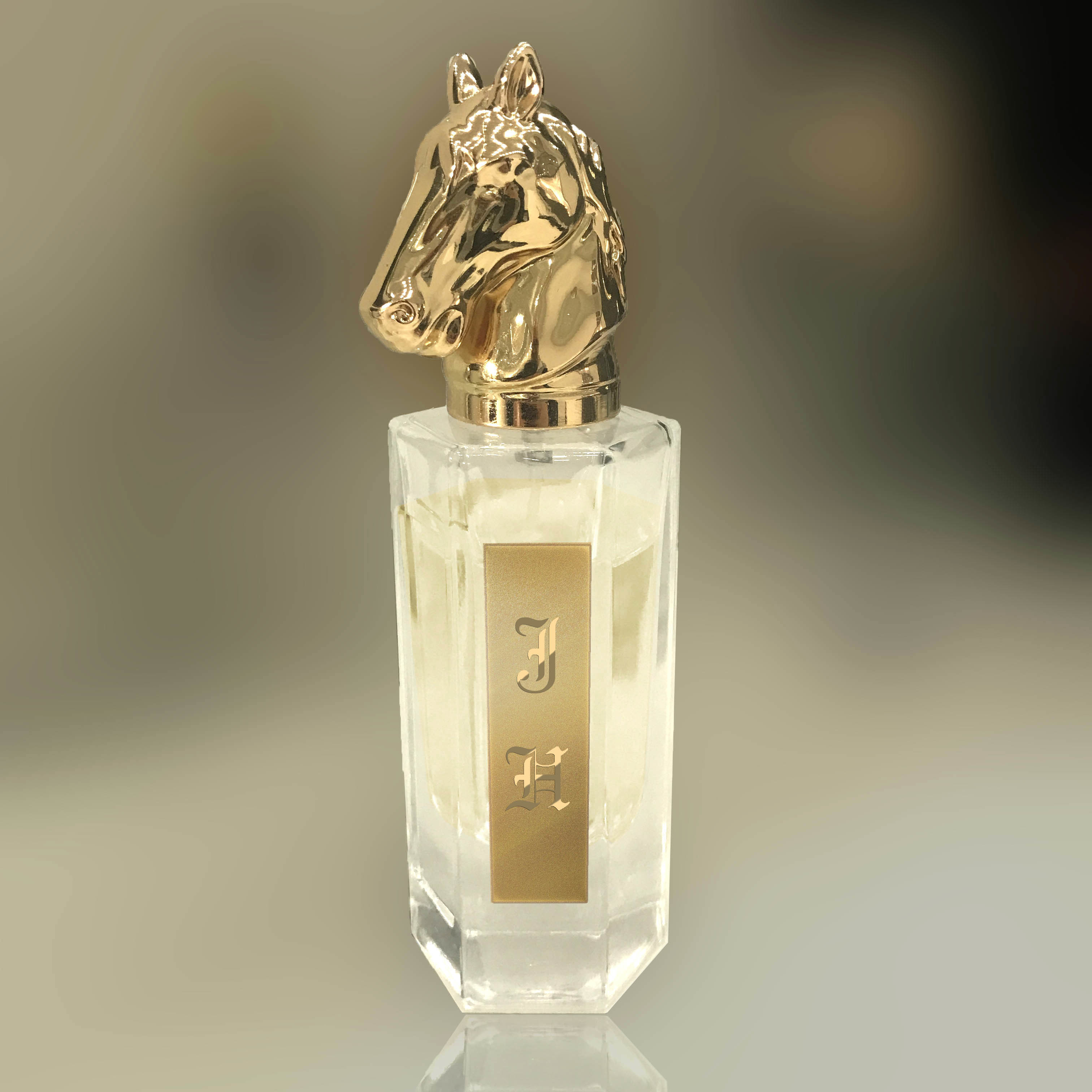 High Quality Luxury Heavy Weight 96g Zamac Horse Shape Head Perfume Bottle Cap