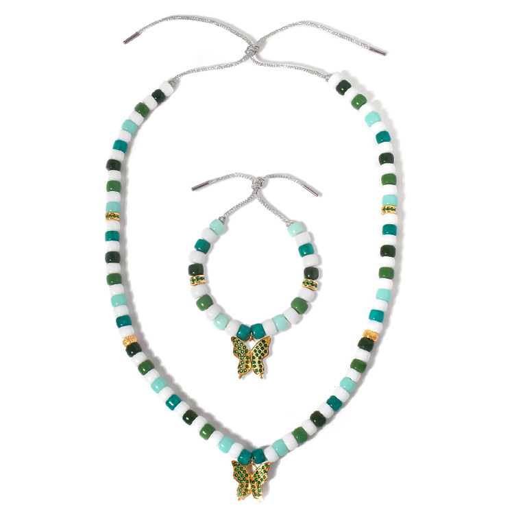 Green Butterfly Charm Forte Bead Bracelet OEM Eco Friendly Material
