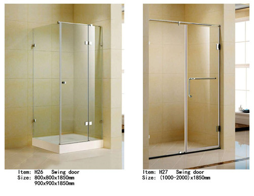 Rectangle Folding Frameless Glass Shower Enclosures With Stainless Steel Hinges Fixed