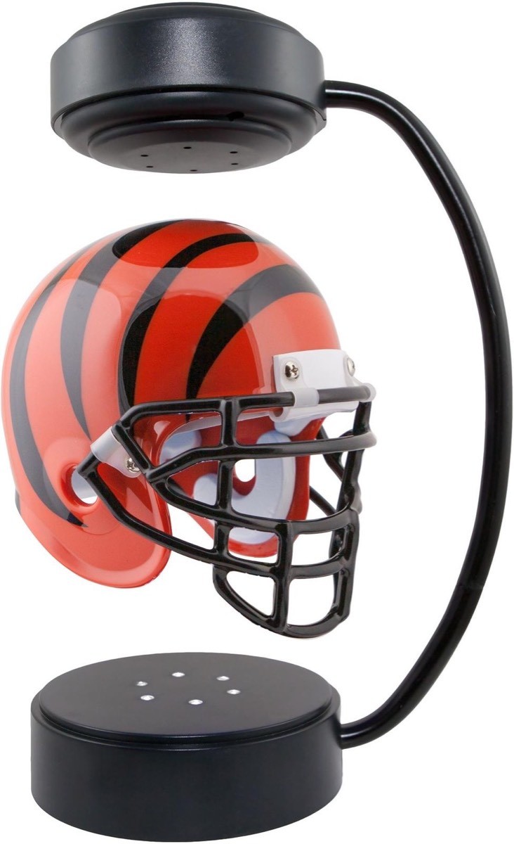 factory wholesale magnetic levitation floating hover helmet display racks with led light