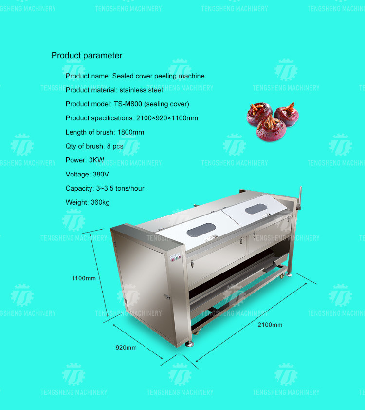 380KG Seal cover lotus root hair roller cleaning machine potato peeling machine stainless steel cleaning equipment