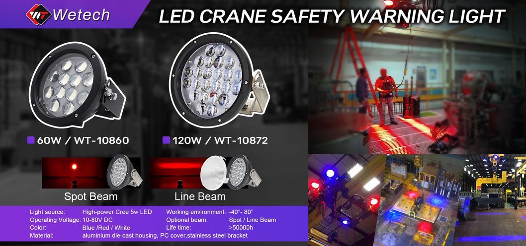 Wetech 60W High Power LED Overhead Crane Warning and Safety Lights