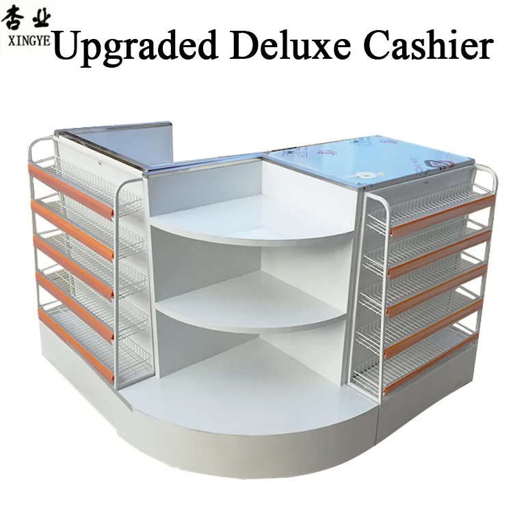 Metal Supermarket Checkout Counter Heavy Duty Convenience Store Counter