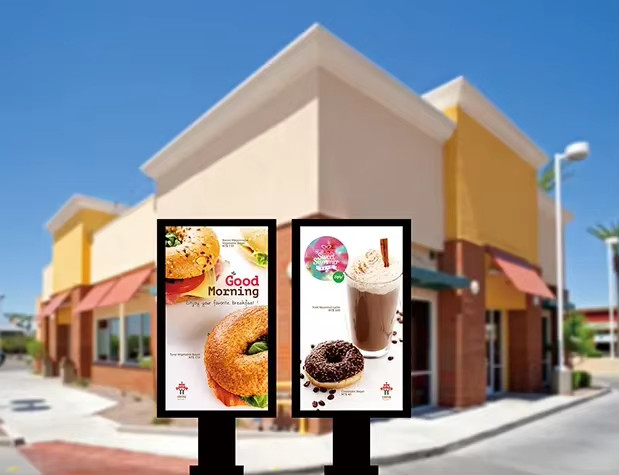 Android Vertical Dual Restaurants Menu Board LCD Screen Digital Signage Outdoor 55inch Waterproof Touch LCD Advertising Kiosk