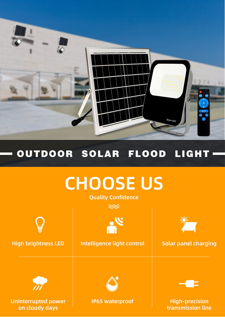 Warehouse Outdoor LED Solar Flood Light RGB 8000 Lumen 25w 50w 60w