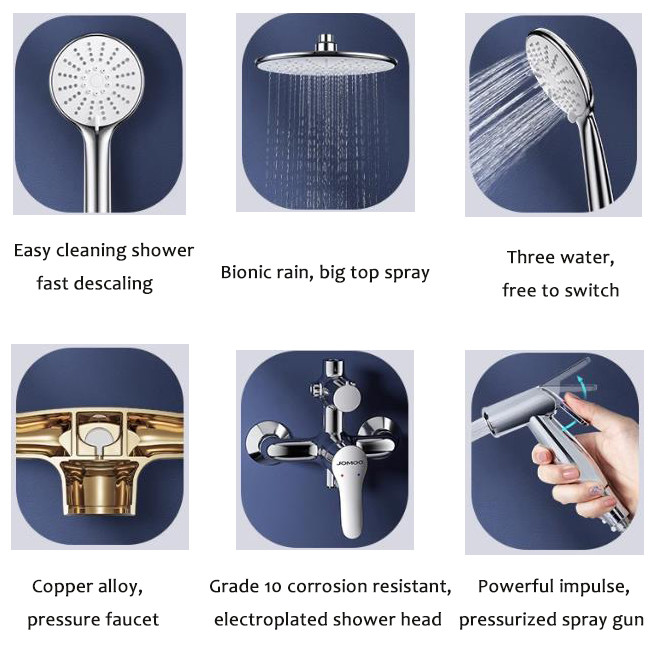 Wall Mounted Round Faucet Shower Set Pressurized Shower Head For Household Bathroom