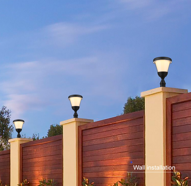Aluminum Landscape Outdoor Garden Solar Light Light Control 3000k 6000k For Gate Pillar