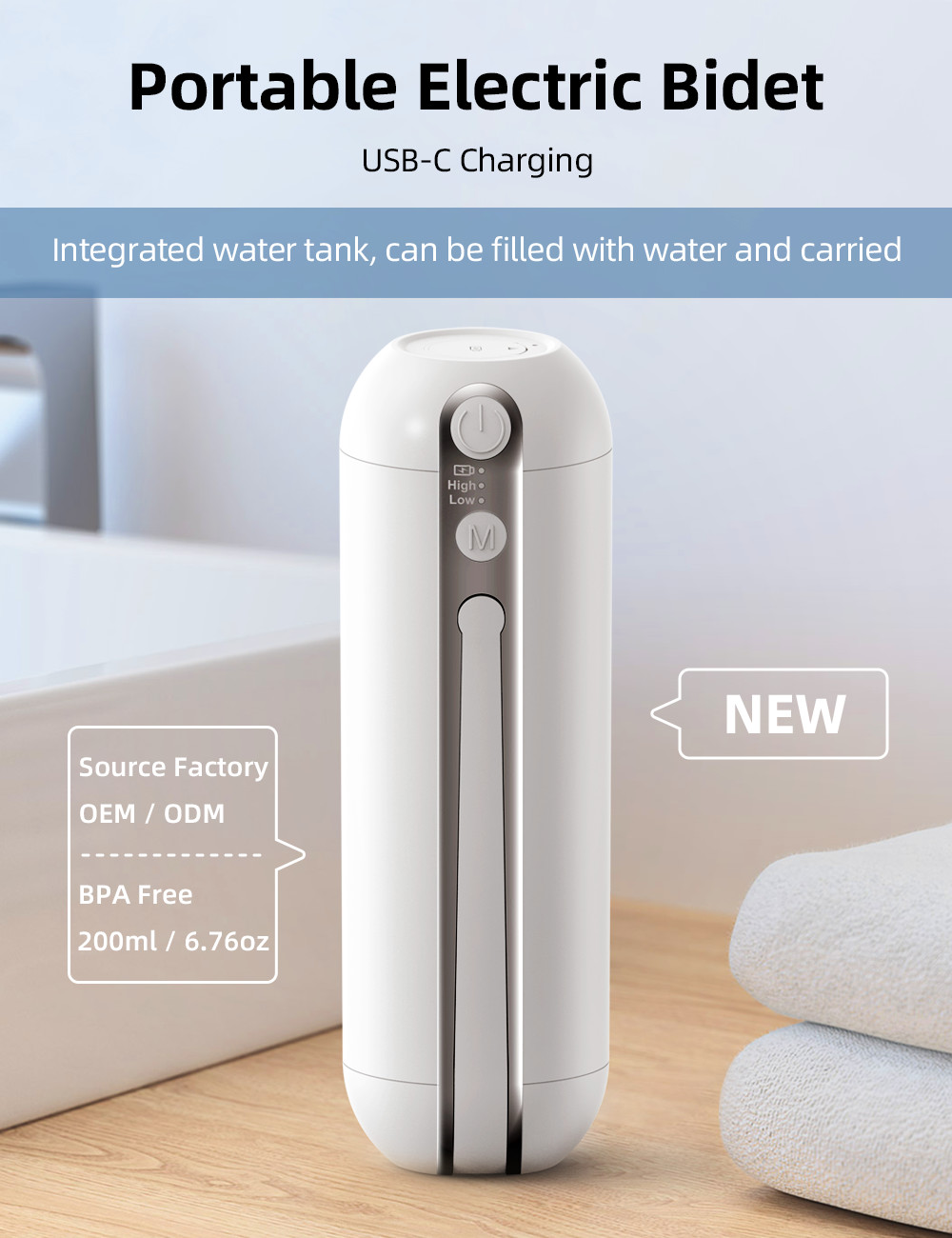 IPX6 200ml Electric Portable Bidet For Pregnant Women To Wash Comfortably