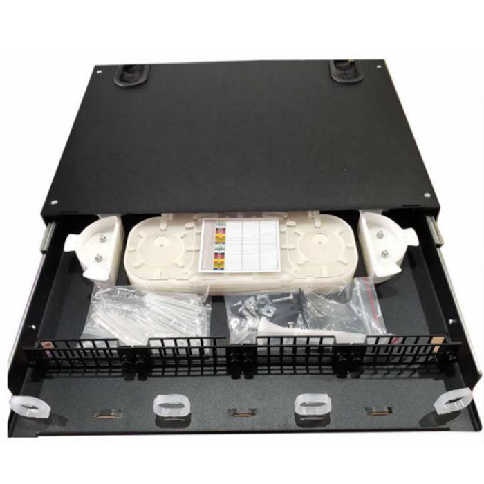 12 Port SC SX Fiber Panel Box Black Color Multifunctional
