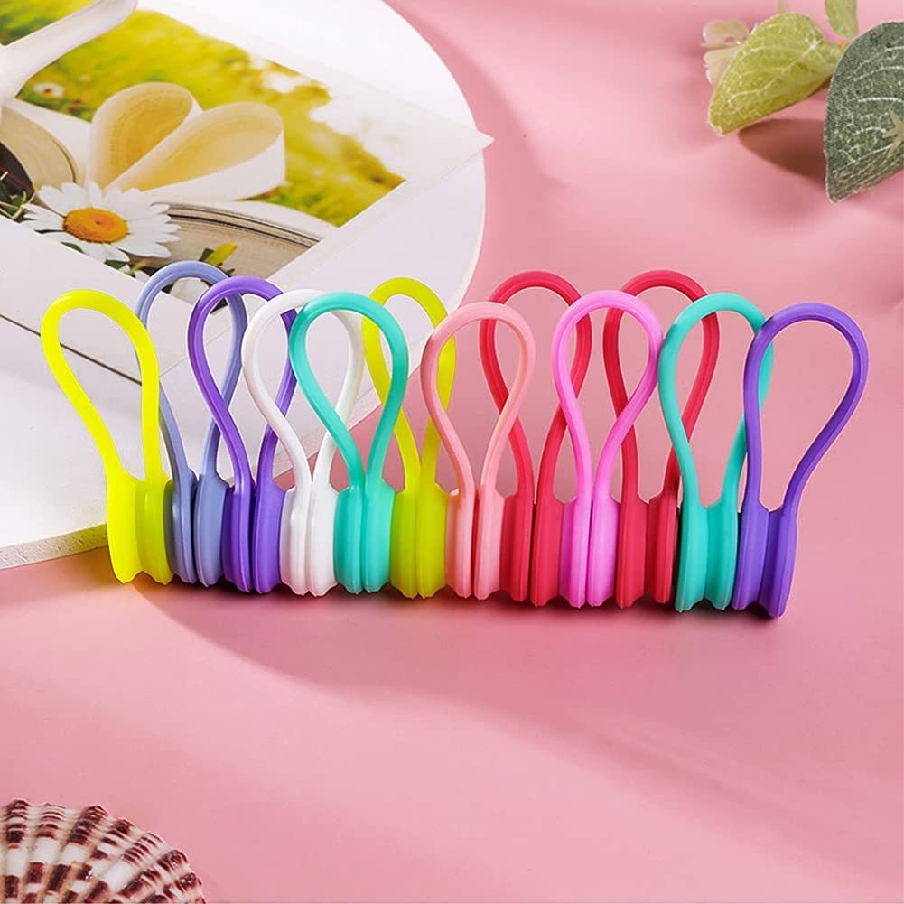 Silicone Magnetic Cable Ties Reusable Cable Organizers Earbuds Cords USB Cable Manager Keeper Wrap Ties Straps Bookmark