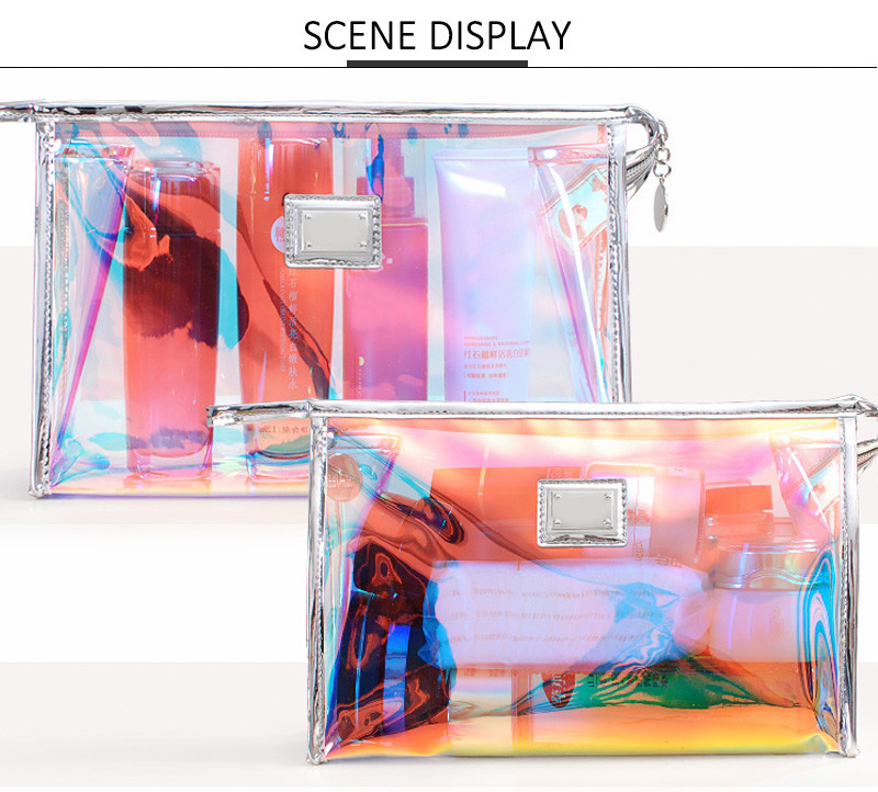 Custom Logo Luxury Rainbow Makeup Wash PVC Bag Cosmetic Organiser Bag