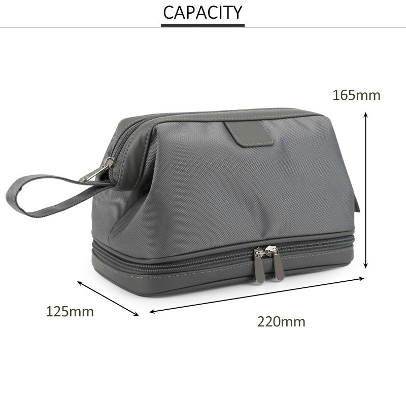 Double Layers Men Travel Wash Portable Waterproof Polyester Cosmetic Bag