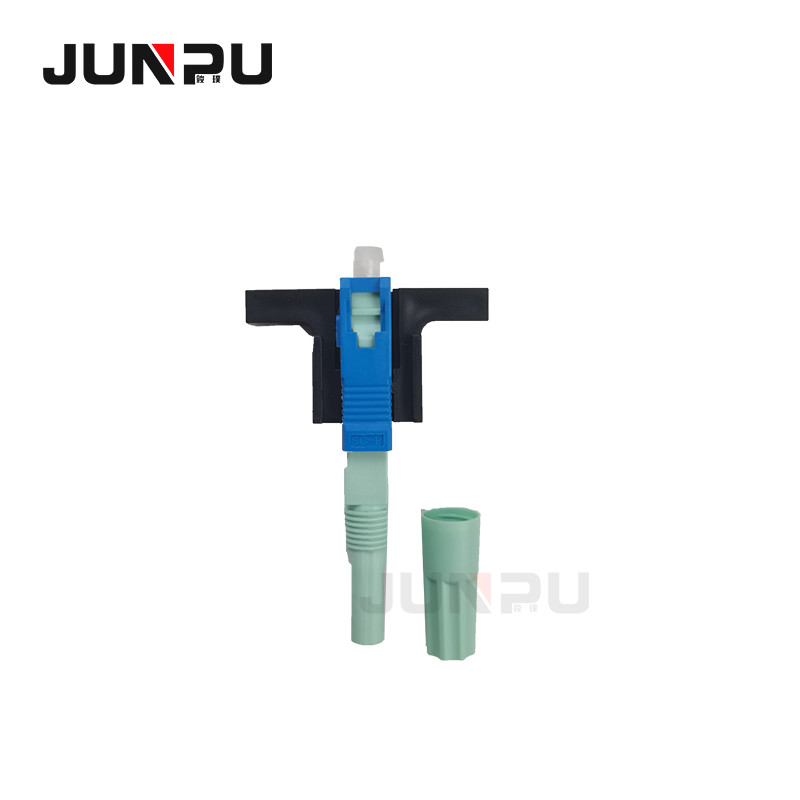SC UPC Blue Single Mode Fiber Optic Cable Connector Types Quick Assembly For FTTH