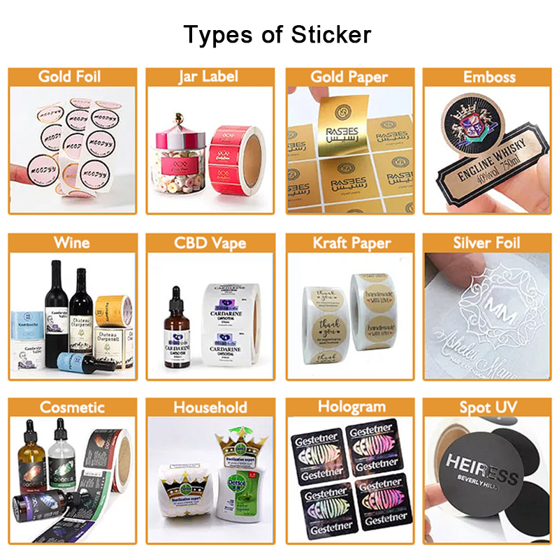 Custom Print CYMK Adhesive Sticker Label Paper Roll For Glass Jars Business Packaging