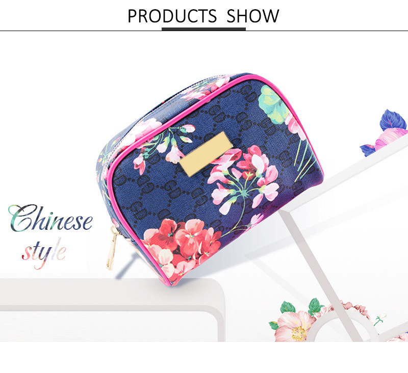 Waterproof Floral Printed Canvas Custom Cosmetic Bag