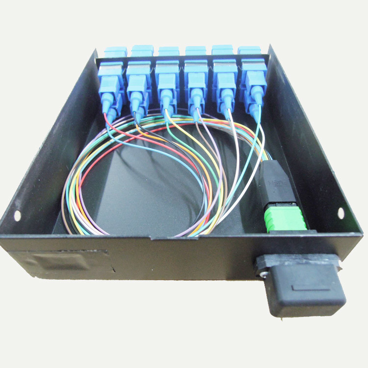 12 port Cold Rolled Steel Sheet Black color High Integrated FTTH Terminal Box , Fiber Net Work MPO Panel LC SM