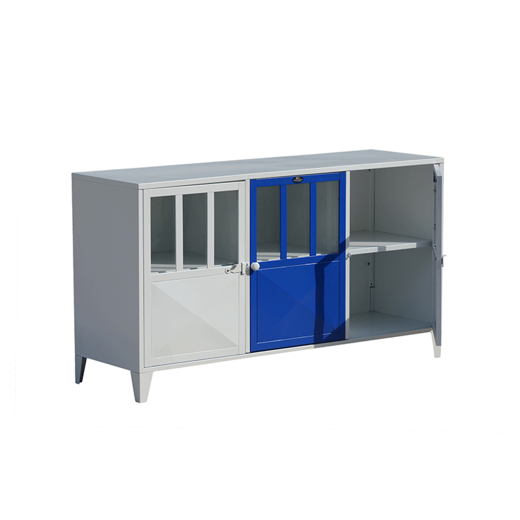 One Two Three Doors Clothes Cabinet Metal Home Storage Furniture With Glass