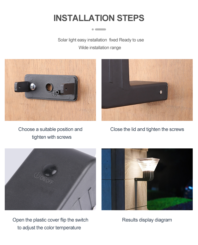 Outdoor Wall Mounted Solar Light , Solar body Induction Wall Lamp 3000k 6000k
