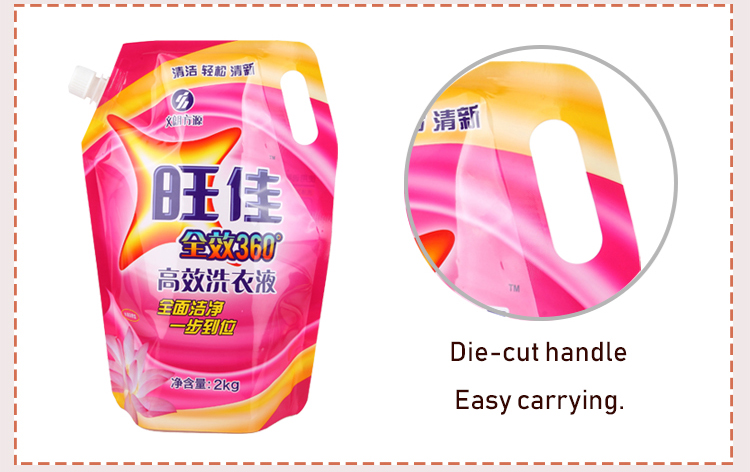 Liquid Plastic Bag With Doypack Reusable Stand Up Detergent Spout Pouch