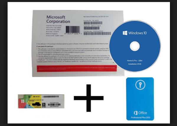 Quality 100% Original Microsoft Windows 10 Home 32 / 64 Bit DVD Program Download for sale