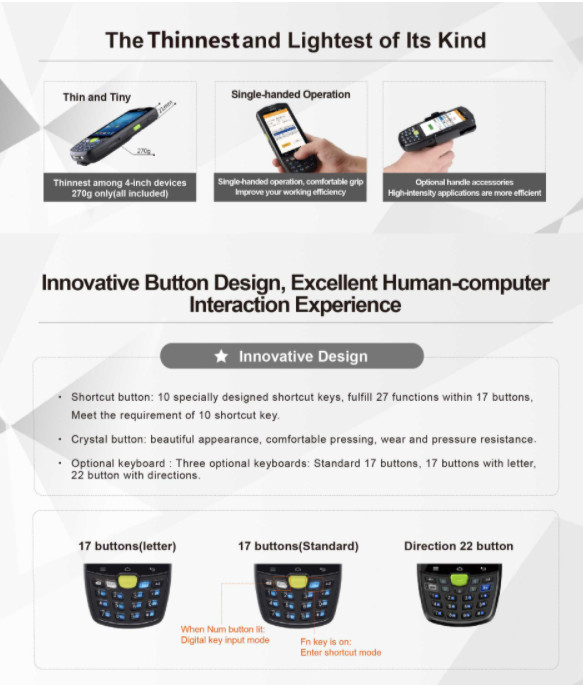 1D 2D QR Code Handheld Data Collector 4G WIFI NFC For Warehouse